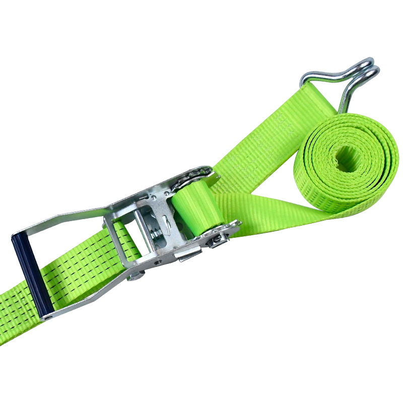 Curea cu clichet cu mâner din plastic, zinc alb, 5000 kg, 50 mm, cu cârlige cu gheare