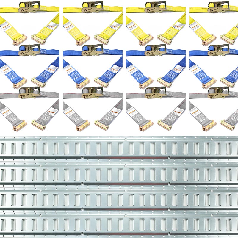 Pachetul de 4 șine galvanizate de 5 ft Curele cu clichet E -Track Kit